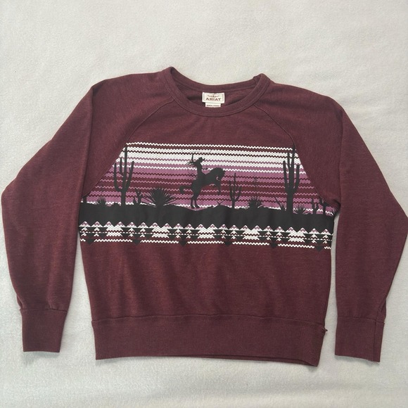 Ariat Tops - Ariat Desert Ride Sweatshirt Women's S Burgundy Crew Neck Pull Over Top Cowgirl